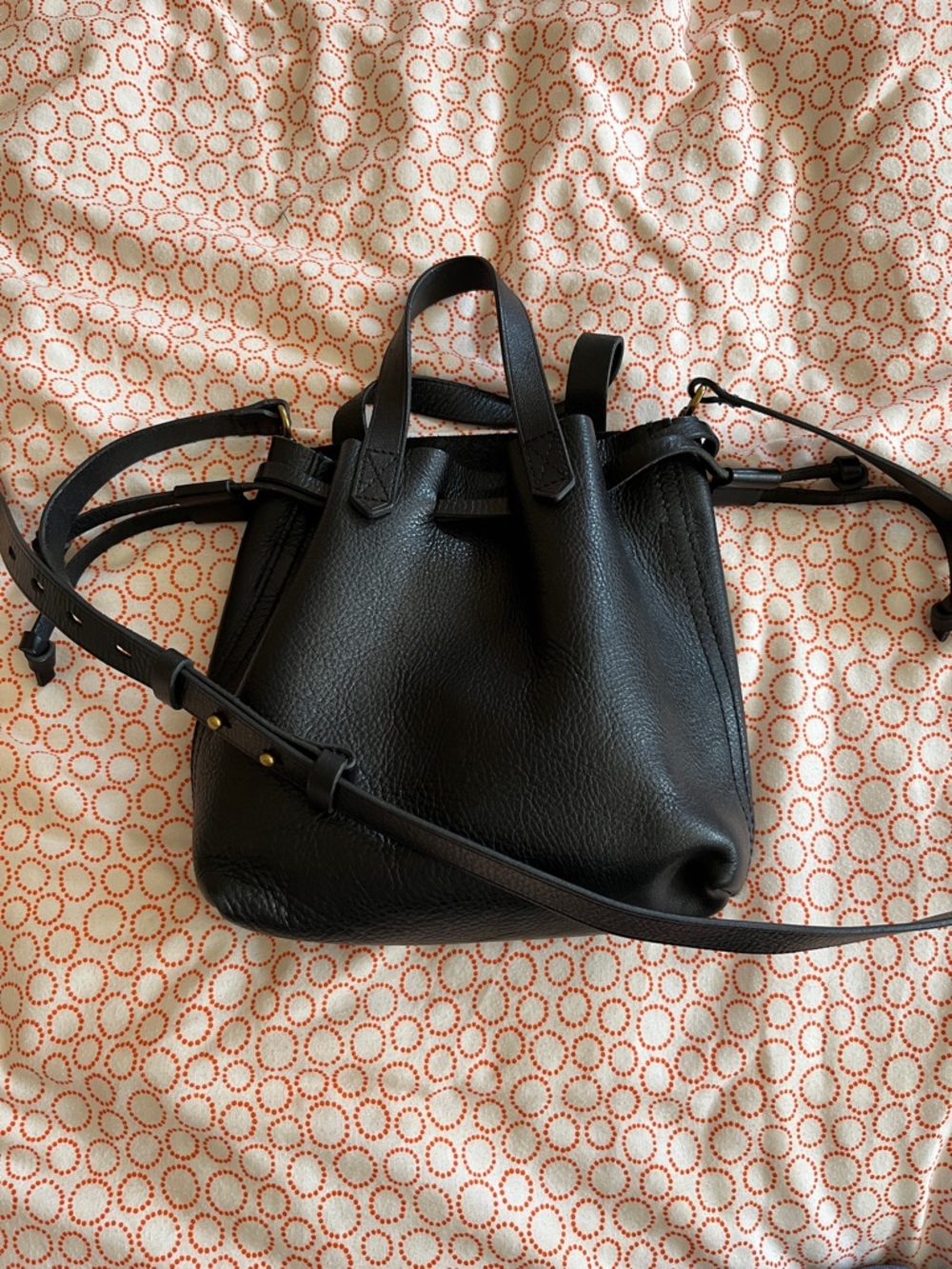 Madewell Small Drawstring Transport Genuine Leather Bag Crossbody Purse GUC